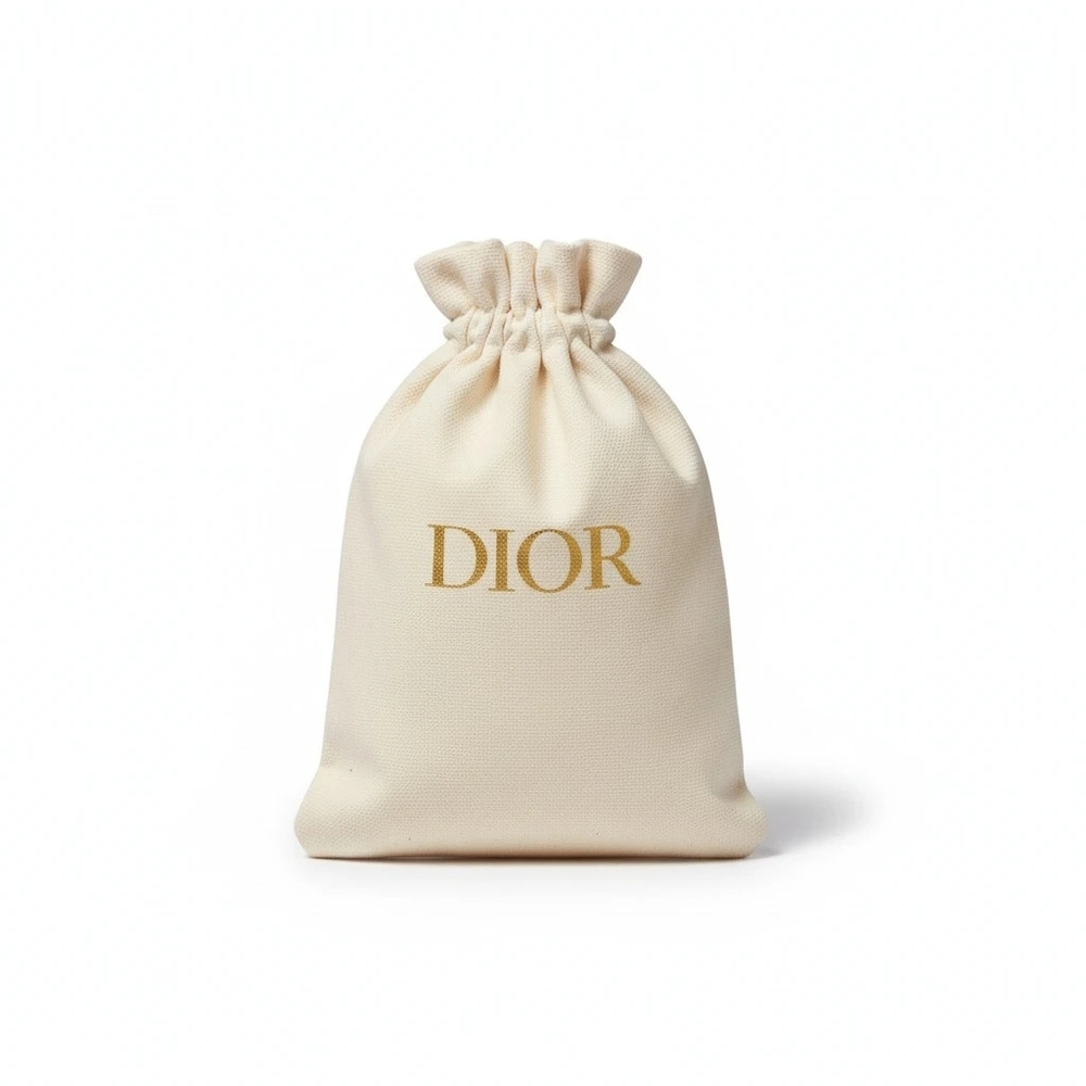 Dior Dust Bag Pouch 100% Cotton - White And Gold
